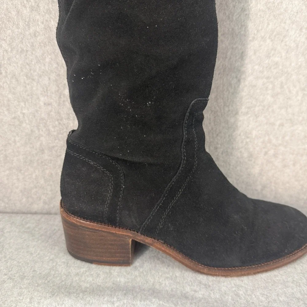 Coach Palmera 2‎ Over The Knee Boots Suede Leather Gold Zipper Buckle Black 8B